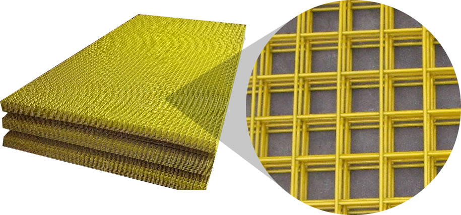 Welded Mesh Fence Panel with Yellow Plastic Coating and Square Hole Mesh