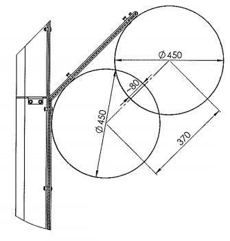 V crank above post for fixing concertinas